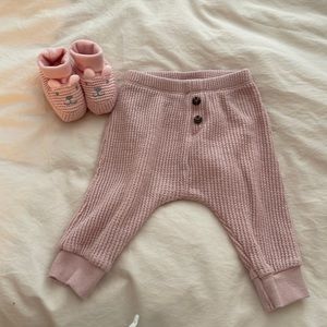 Old navy pink waffle pants and slippers